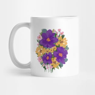 Purple Abstract Wild Flowers Illustration Mug